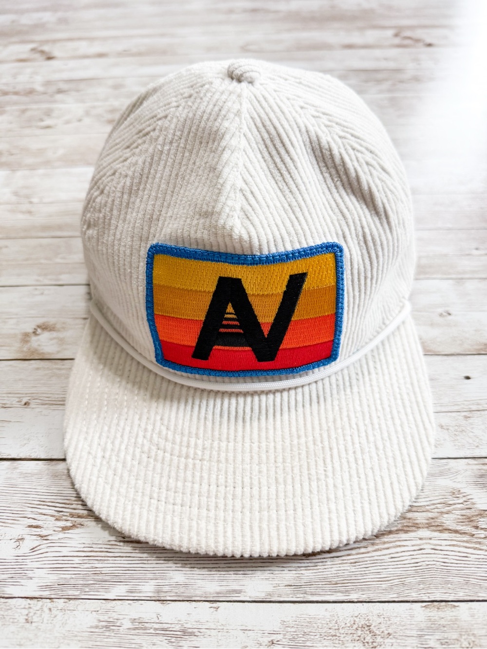 Aviator Nation Logo Vintage Corduroy Mesh Trucker Hat Vintage White
